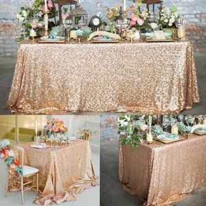 Rosegold Table Drape for Weddings and Special Events 104 inches x 52 inches